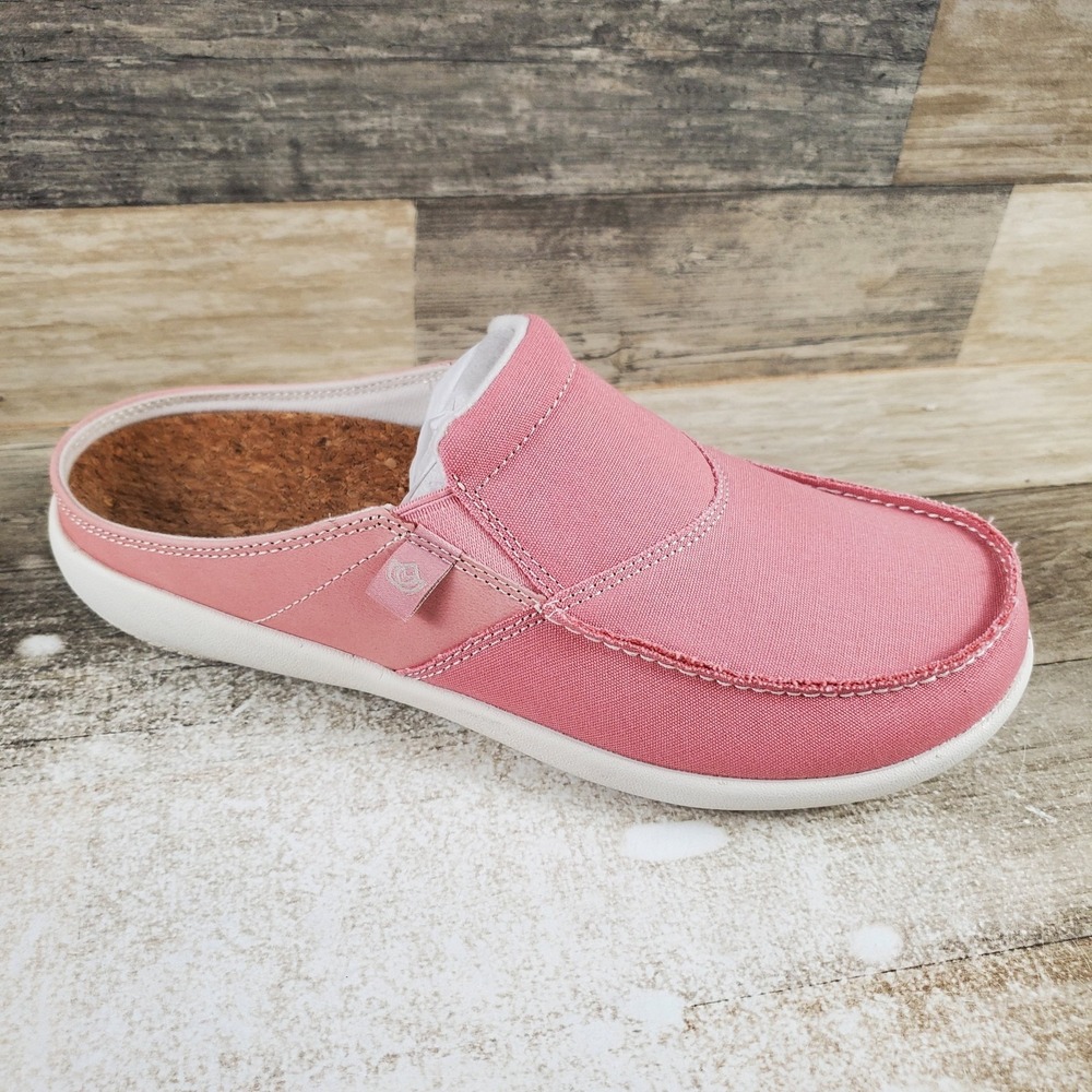 Spenco Siesta Women Clog Sz 10 B Fuchsia Rose Pink White Comfort Slip On Footbed